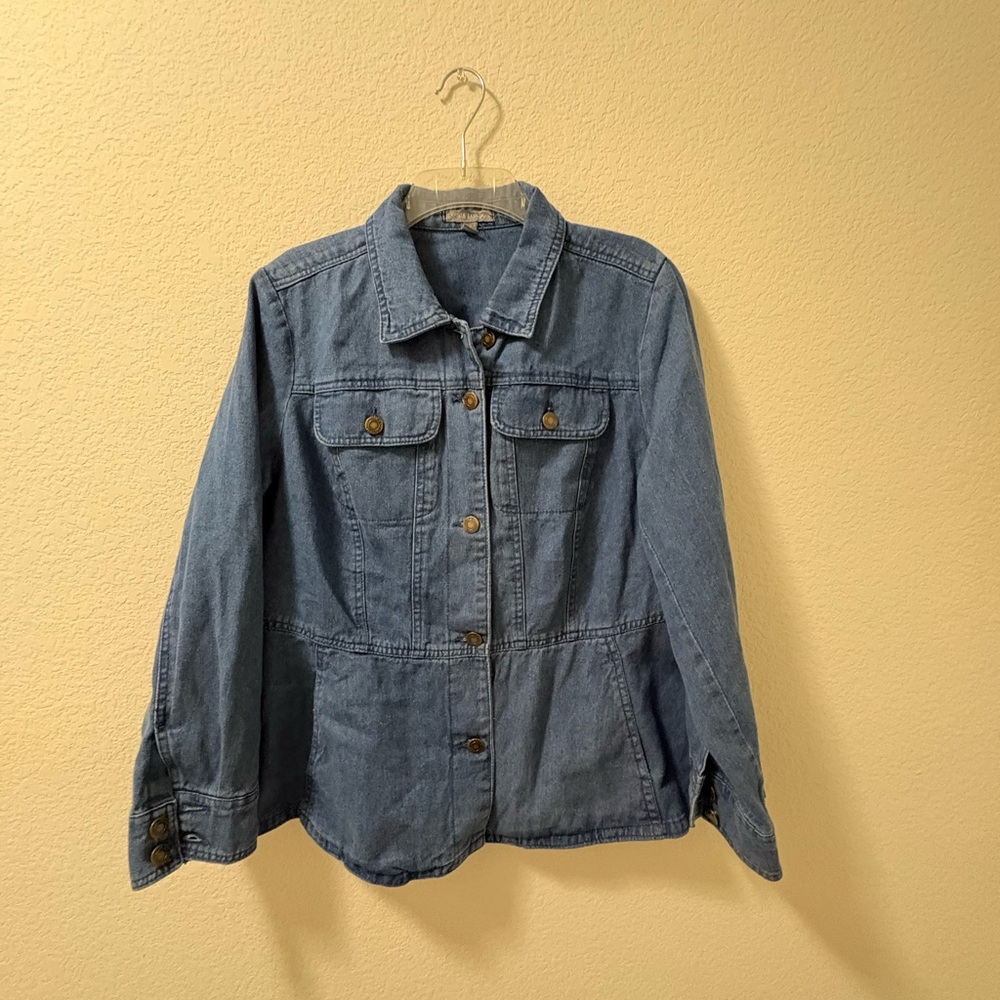 Jessica Light women’s Blue Jean denim Jacket with Button Front size 18W. PO